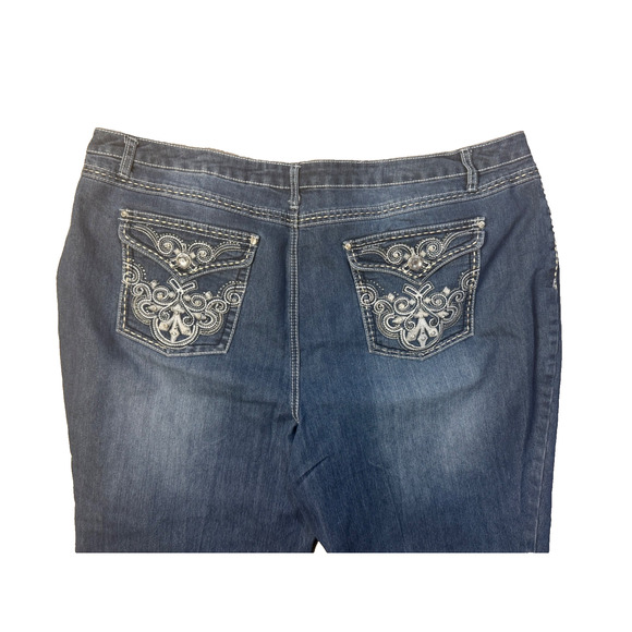 Cato Premium Bling Flap Pocket Dark Denim Jeans 26W Plus Pearl Button Western - Picture 2 of 6